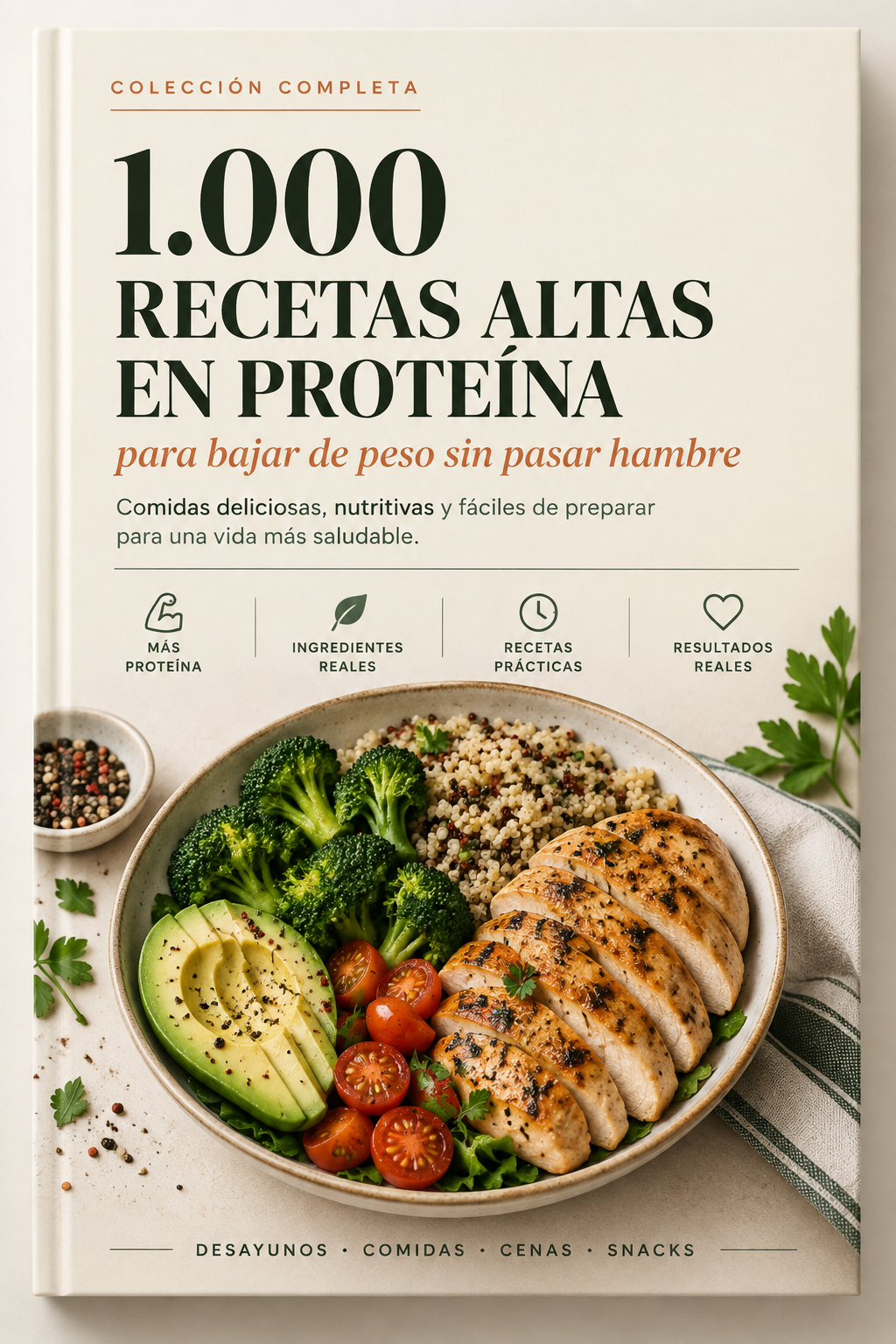 Mockup del producto 1,000 Recetas Altas en Proteína